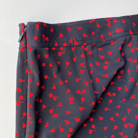 NEW Talbots Navy Cherry Heart Mini Skirt Size 2 Romantic Valentine's Day - Picture 6 of 11